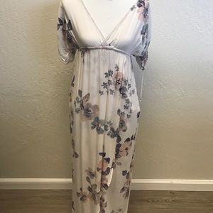 A white, soft maxi dress